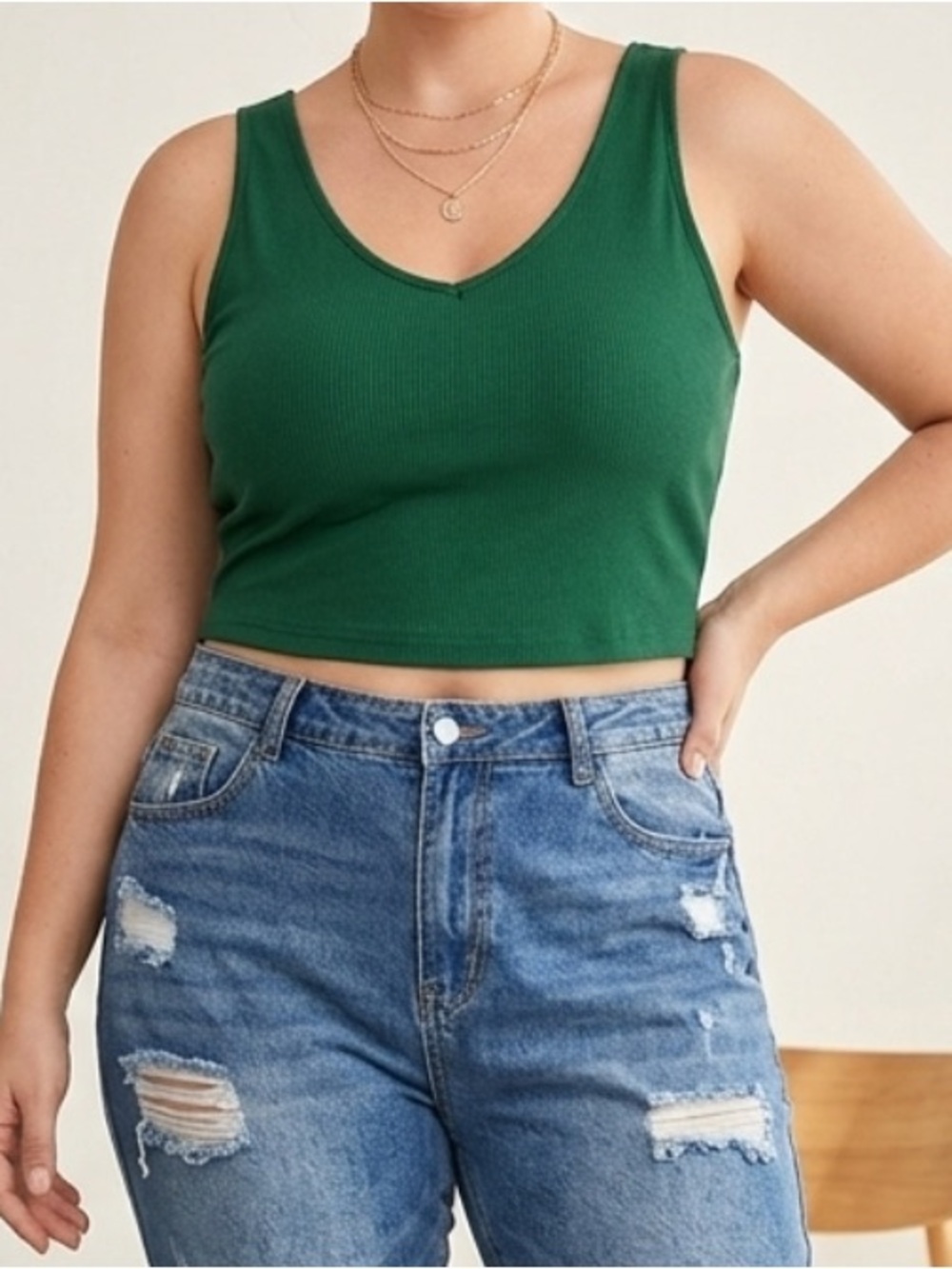 Curve by SHEIN emerald green top